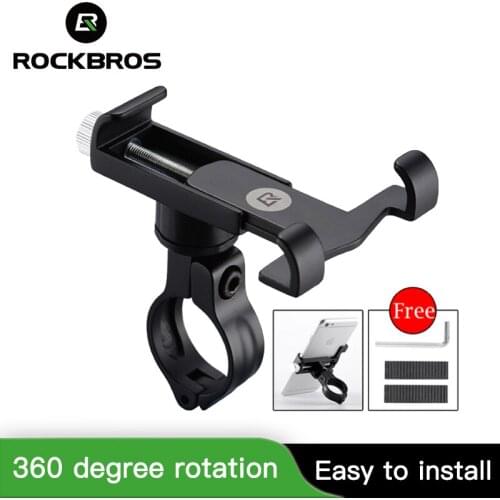 ROCKBROS Cycling Adjustable Universal Aluminum Bike Phone Mount Stand 3.5-6.2 inch Phone Bicycle Handlebar Mount Holder Bracket