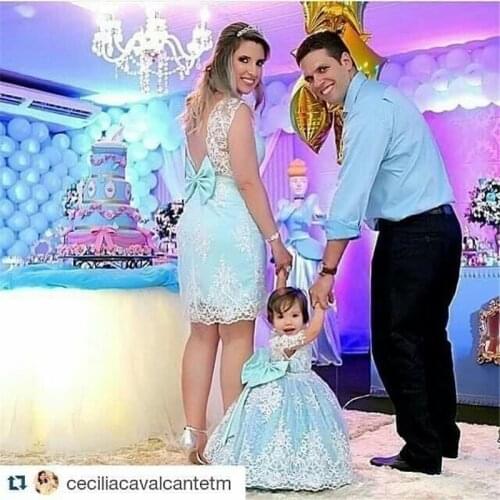 Vintage Sleeveless Backless Mother Daughter Blue Birthday Party Dresses Light Blue Mom Girl Matching Celebrity Gowns Custom