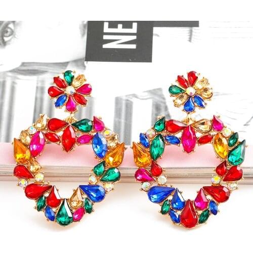 Za Vintage Zircon Dangle Earrings 2021 Crystal Eternity Stones Colorful Drop Earring Wholesale Jewelry Accessories For Women New