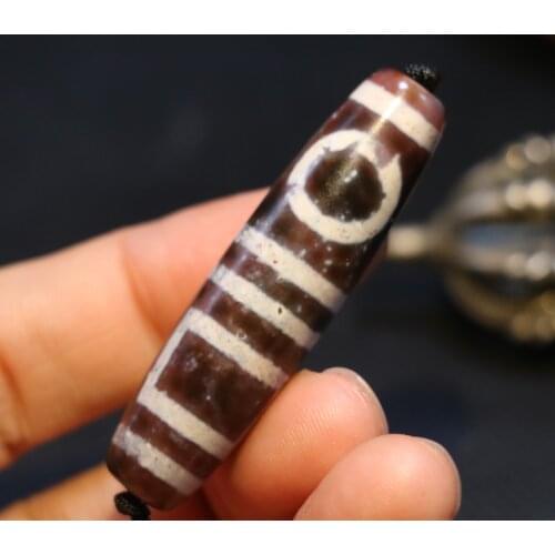 Magic Energy Tibetan Old Agate Heaven&Earth dZi Bead Totem Pendant Amulet 4A LKbrother Talisman Treasure