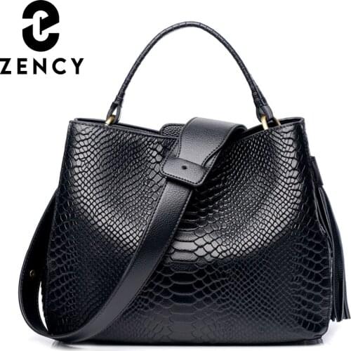 Zency Luxury Women Genuine Leather Handbags 2021 Fashion High Quality Female Shoulder Bag New Design Lady Top-Handle Bags