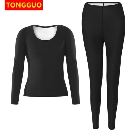 Womens Seamless Sauna Suits Sweat Shirts Shapewear Set Girl Body Shaper Waist Trainer Slimming Long Pants Fitness Leggings Tops