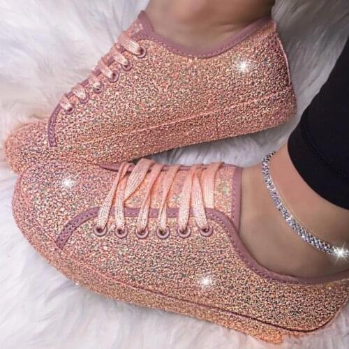 Large-size Tie Thick-soled Womens Single Shoes Autumn New Sequin Flat Bottom 2021 Womens Sports Casual Womens Shoes Shoes