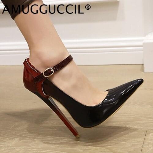 2021 Newest Plus Big Size 35-46 Orange Gray Purple Red Fashion Sexy 15.5CM High Heel Party Lady Female Shoes Women Pumps D1383