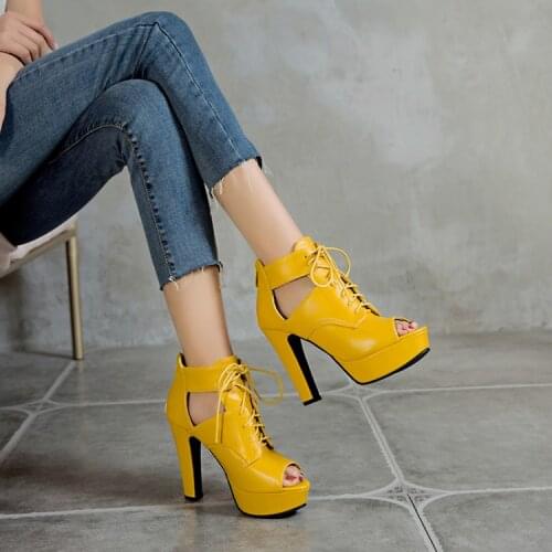 Spring and summer 2021 new female fish mouth high heel waterproof platform back zipper large European and American fashion cool