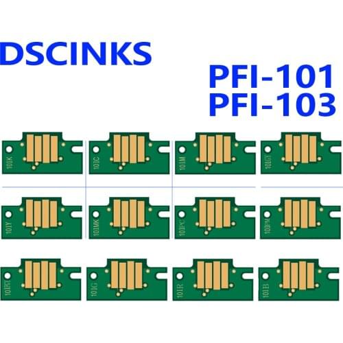 12 PCS PFI-101 PFI-103 Ink Cartridge Chip for Canon IPF5100 IPF6100 IPF6200 IPF 5100 6100 6200 PFI-5100 PFI101 PFI 101 103