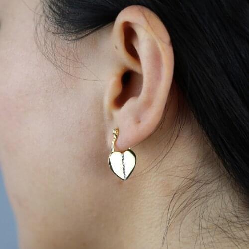 2021 Valentines Gift Fashion Jewelry High Polished CZ Heart Hoop Earring Wholesale
