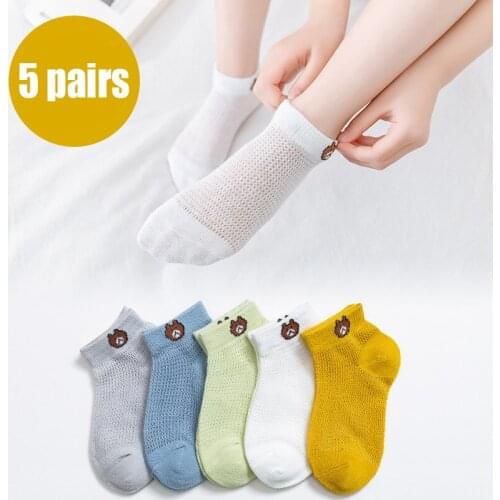 5 pairs/batch childrens socks summer cotton cartoon breathable baby socks boys and girls mesh cute childrens socks