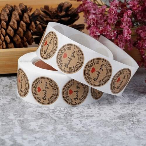 500 Handmade With Love Stickers Scrapbooking Hand Made Handmade Label Wedding Stickers Adhesive Sticker Kraft Round Labels