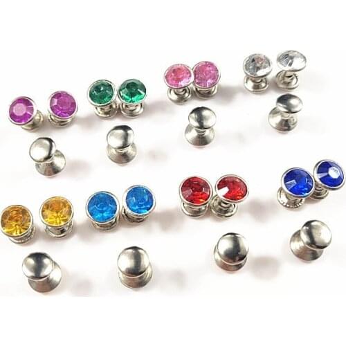 7mm Border Rhinestone Inlaid Punk Bracelet Rivet Cap Stud For Leather Craft Belt Shoe Bag Hat Jeans Collar Jewelry Accessories