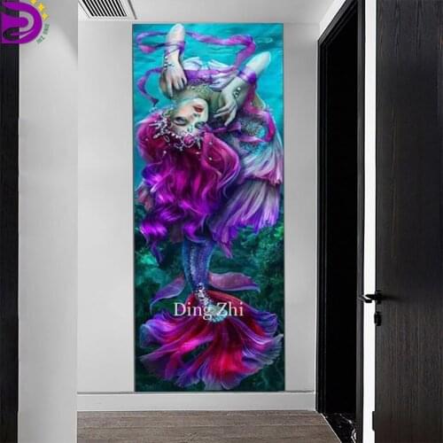 Large Size Diy 5D Diamond Painting Mosaic Beautiful Mermaid Cross Stitch Handmade Embroidery Full Square Round Drill Wallpaper