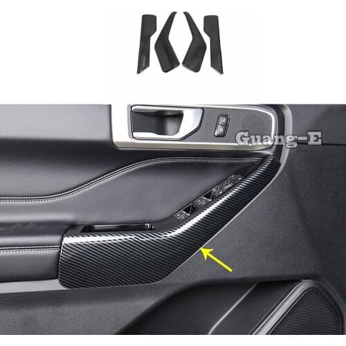 Car Door Interior Window Handrail Panel Armrest Cover Trim Frame Stick Molding Parts 4pcs For Ford Explorer U625 2019 2020 2021