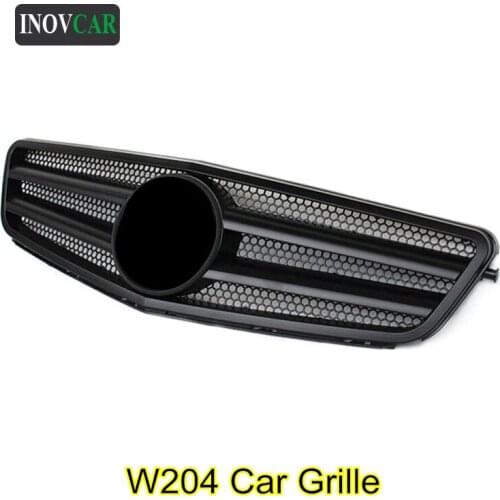 Car Silver Front Bumper Lip Spoiler Mesh Grille For B-ENZ C Class W204 ABS Material Car Grille 2007-2014 C63