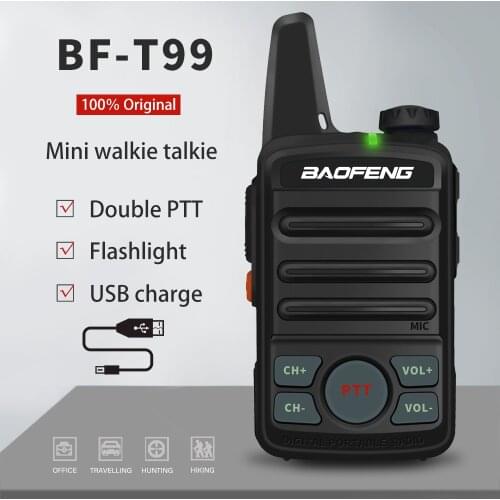 Baofeng Mini Walkie Talkie BF-T99 Two Way Ham Radio BF-T1 Handheld UHF 400-470MHz Dual PTT Compact FM Transceiver USB Chraging