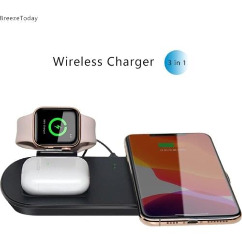 Qi Wireless Charger Station For iPhone 12 Mini 11 Pro XS MAX 8 Samsung S21 S20 Note 20 Fast Charging Dock Stand Phone Charger