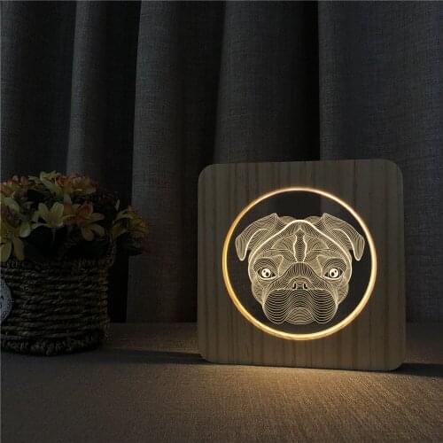 Big Doghead 3D USB LED Arylic Night Lamp Table Light Switch Control Carving Lamp for Childrens Room Decoration Dropshipping