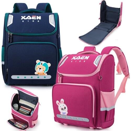 Large Kids School Backpack for Girls Folding Orthopedic School Bags for Boys and Girls Mochila Infantil Grade 3-6