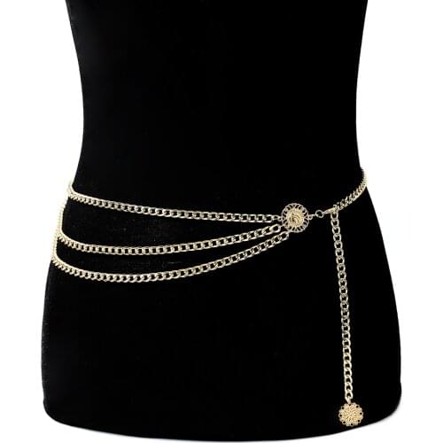 Fashion retro ethnic style body chain alloy sunflower disc aluminum chain waist chain