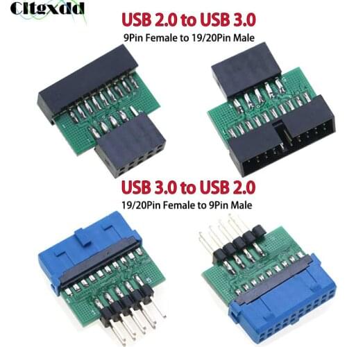 Cltgxdd 1PCS USB3.0 USB2.0 Connector Male to Female Adapter USB 3.0 19/20Pin to USB 2.0 9Pin Converter Adapter Chassis Front