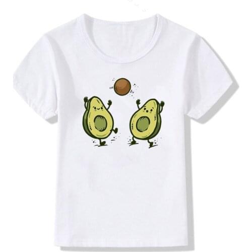 Funny Summer Cartoon Avocado Print Children T-shirt Short Sleeve O-neck T shirt Baby Gilrs Casual Tshirt Kids Clothes