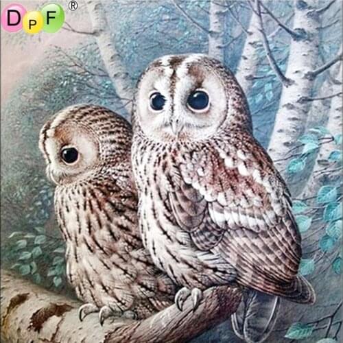 DPF 5D full Round DIY Magic Cube Diamond Painting two white owls Cross Stitch Crafts Diamond Embroidery Mosaic Home Art Decor