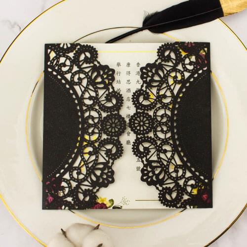 1pcs sample free shipping Elegant Laser Cut Square Pearl Paper wedding invitation cards for wedding party bridal shower birthday