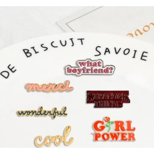 Phrase design category Denim Enamel lapel pins Fashion interesting Badges Brooches Gifts for Lively friends Jewelry wholesale