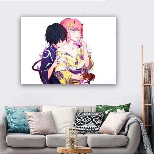 Zero Two and Hiro Darling in the FranXX Anime Canvas Painting Decor Wall Art Pictures Bedroom Home Decoration Prints Poster