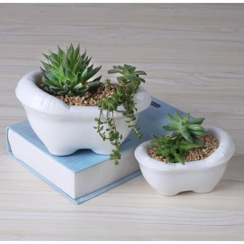 Modern Simple Creative Ceramic Bathtub Flowerpot Home Living Room Porch Desktop Succulents Potted Decor Balcony Bonsai Pot Craft