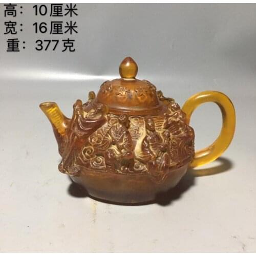 China Beeswax Eight immortals teapot crafts statue kettle tea water pot home desktop decoration