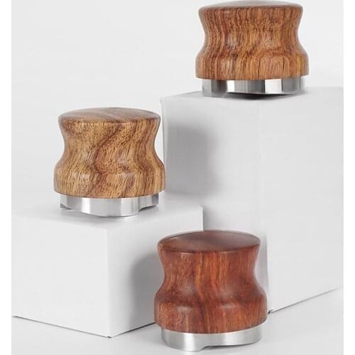 Stainless Steel Coffee Grind Distributor Espresso Tamper Distribution Tool for Leveling Coffee Powder Rustproof Wood Handle