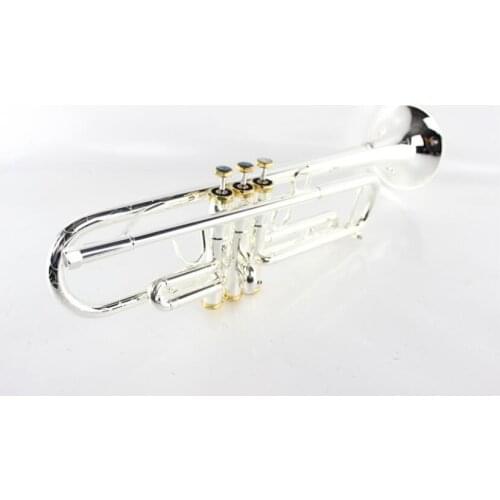 MARGEWATE LR197GS Brass Body Silver Plated And Gold Color Bb Trumpet Instruments Carved Trumpet With Mouthpiece Free Shipping