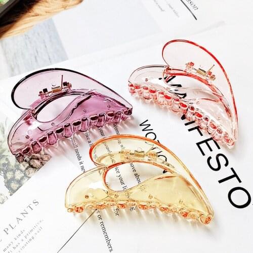 New Fashion Simple Transparent Candy Color Large Grip Clip Hairpin Pan Hair Claw for Women Girl Hair Accessories Headdress