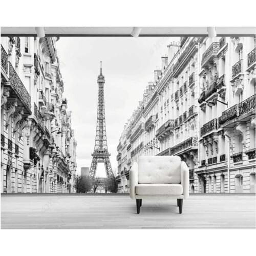 Custom mural 3d photo wallpaper HD black and white Eiffel Tower Paris streets in the living room wallpaper for wall 3 d in rolls