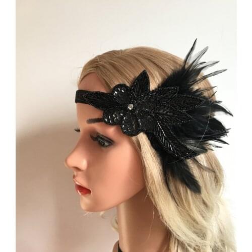 Black 1920s headpiece, Great Gatsby headband, 1920s Flapper, Roaring 20s headband, 1920s Hair accessory, Art Deco style, Vintage