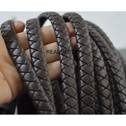 5m/Lot Approx : 12*6mm Brown Punk Leather Cord for Fashion Bracelet Making Jewelry Finding Accessories Rope Wholesale Handmade