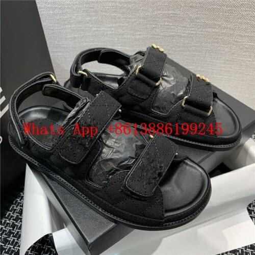 Hook&Loop Peep Toe Summer Dad Sandals Denim Leather Women Sandals Top Brand Women Mule Slide Strap Flat Sandalias Mujer 2021