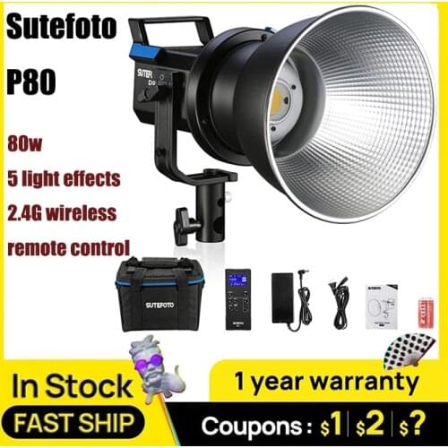 Sutefoto P80 LED Video Light, 80W 5600K Daylight Balanced 5 functions for photography studio Tiktok Youtube Livet PK Sokani X60
