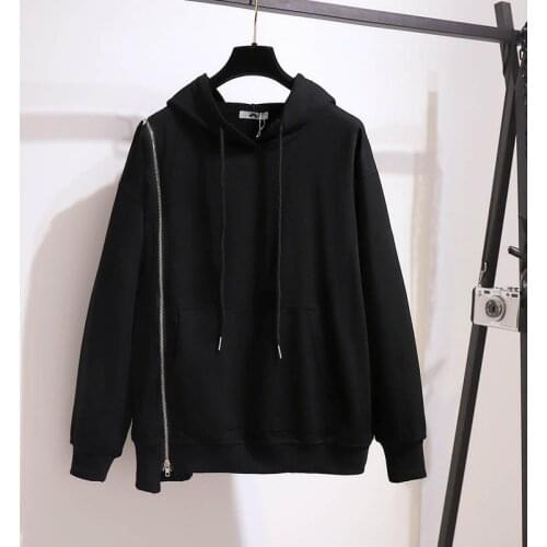 Autumn cotton hooded sweatshirt women plus size bust 154cm 6XL 7XL 8XL 9XL 10XL loose long sleeve sweatshirt women black color