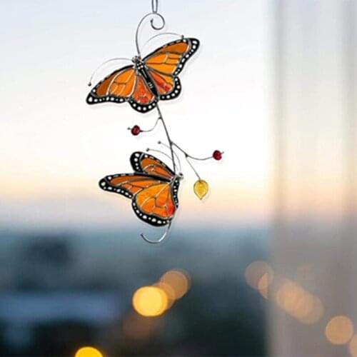 Tinted Metal Window Charm Metal Monarch Delicate Butterfly Window Hanging Decoration Craft Home Decoration