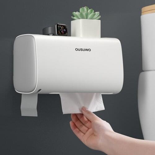 High quality Waterproof Wall Mount Toilet Paper Holder Shelf Toilet Paper Tray Roll Paper Tube Storage Box Creative Tray Tissue