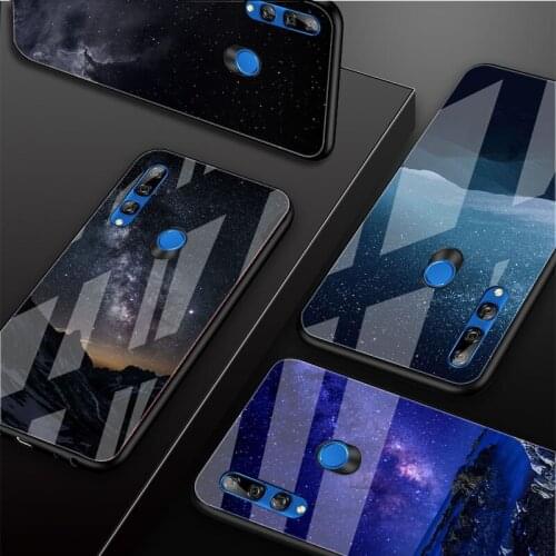 Starry Night Space Sky Tempered Glass Phone Case For Huawei honor 8X 9 10i 20i 20Lite 20Pro 30 Pro Cover Shell
