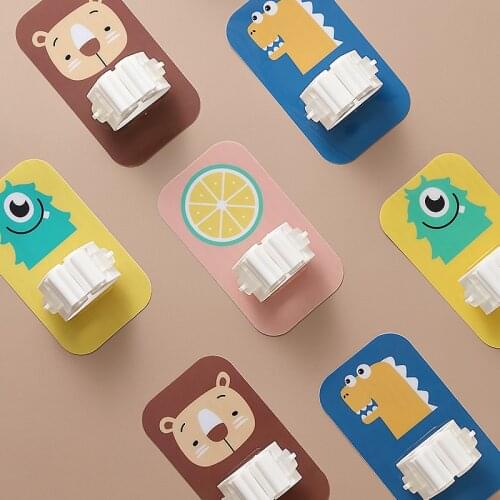 1/4pcs Creative Cute Cartoon Image Wall Hanging Seamless Mop Clip Household Broom Toilet Swipe Holder Hook Home Decorations