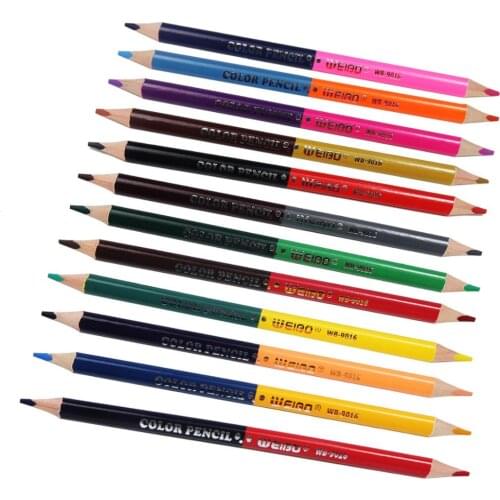 12PCS/SET 24 Colors creative dichromatic professional colored pencils for school kid drawing art supply quality wood pencil set