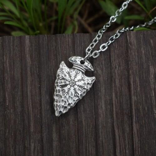 12PCS Nordic Viking Vegvisir Rune Pendant Retro Stone Spearhead Men Necklace Viking Amulet Jewelry