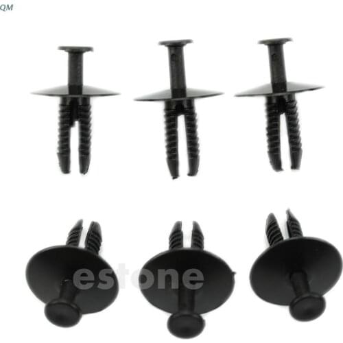 13MF 10pcs 6mm Push Plastic Pin Clip- Bumpers, Interior Trim Panel Fascia