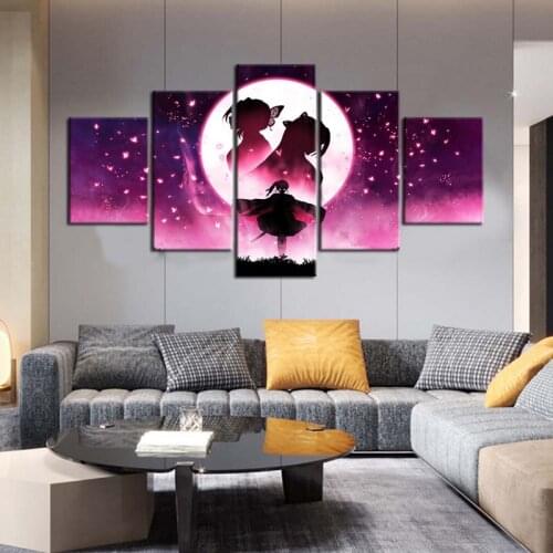 5 Pieces Demon Slayer Kochou Shinobu Kimetsu No Yaiba Posters Wall Art Canvas Hd Anime Pictures Living Room Home Decor Paintings