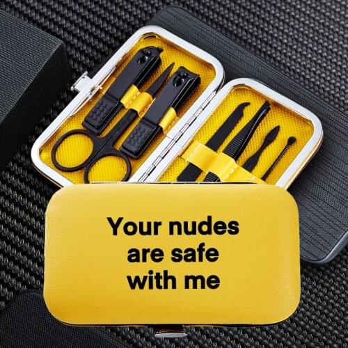 Funny Letter 7pcs Manicure Nail Clipper Sets Portable Travel Stainless Steel Trimmer Clippers Cutter Scissors Accessories Tools