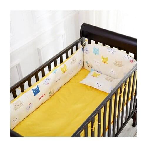 Promotion! 6pcs Cartoon Bed Linen in Infant,Pure Cotton Bedding Set for Crib,include(bumpers+sheet+pillow cover)