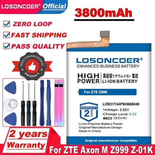 LOSONCOER Top Brand 100% New 3800mAh LI3931T44P8H686049 Battery for ZTE Axon M Z999 Z-01K in stock